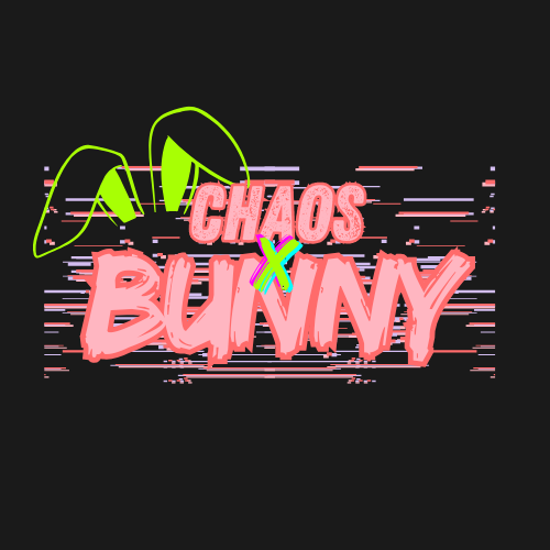 ChaosXBunny Logo showcasing eccentric glitch grahics and a bunny ear icon