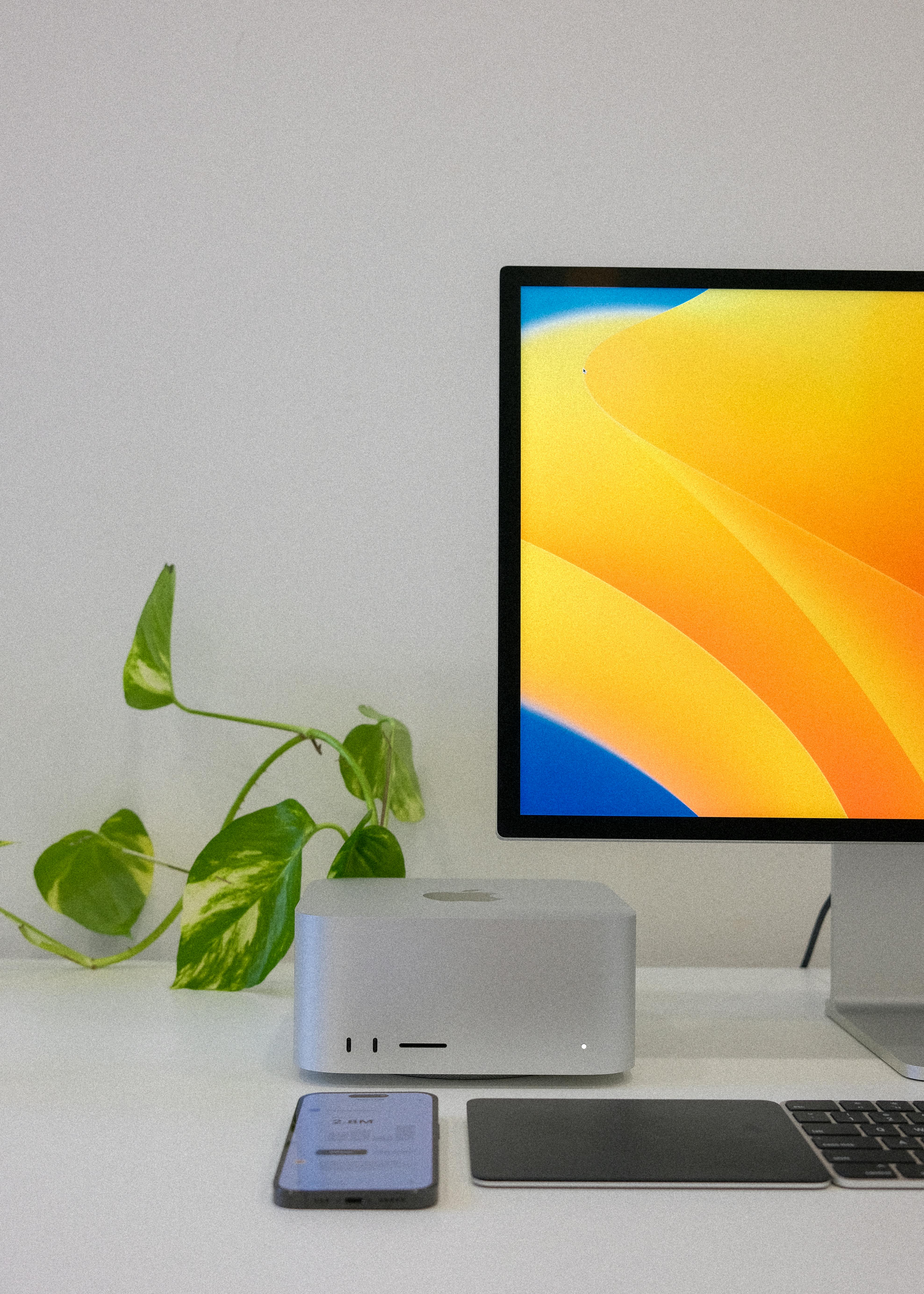 Aesthetic desk set-up with iMac screen